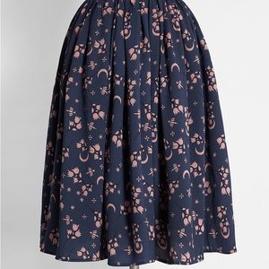 modcloth midnight moon flower a line skirt